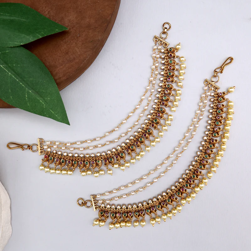 Antique Kemp Mango 3 Layer Bridal Earchain